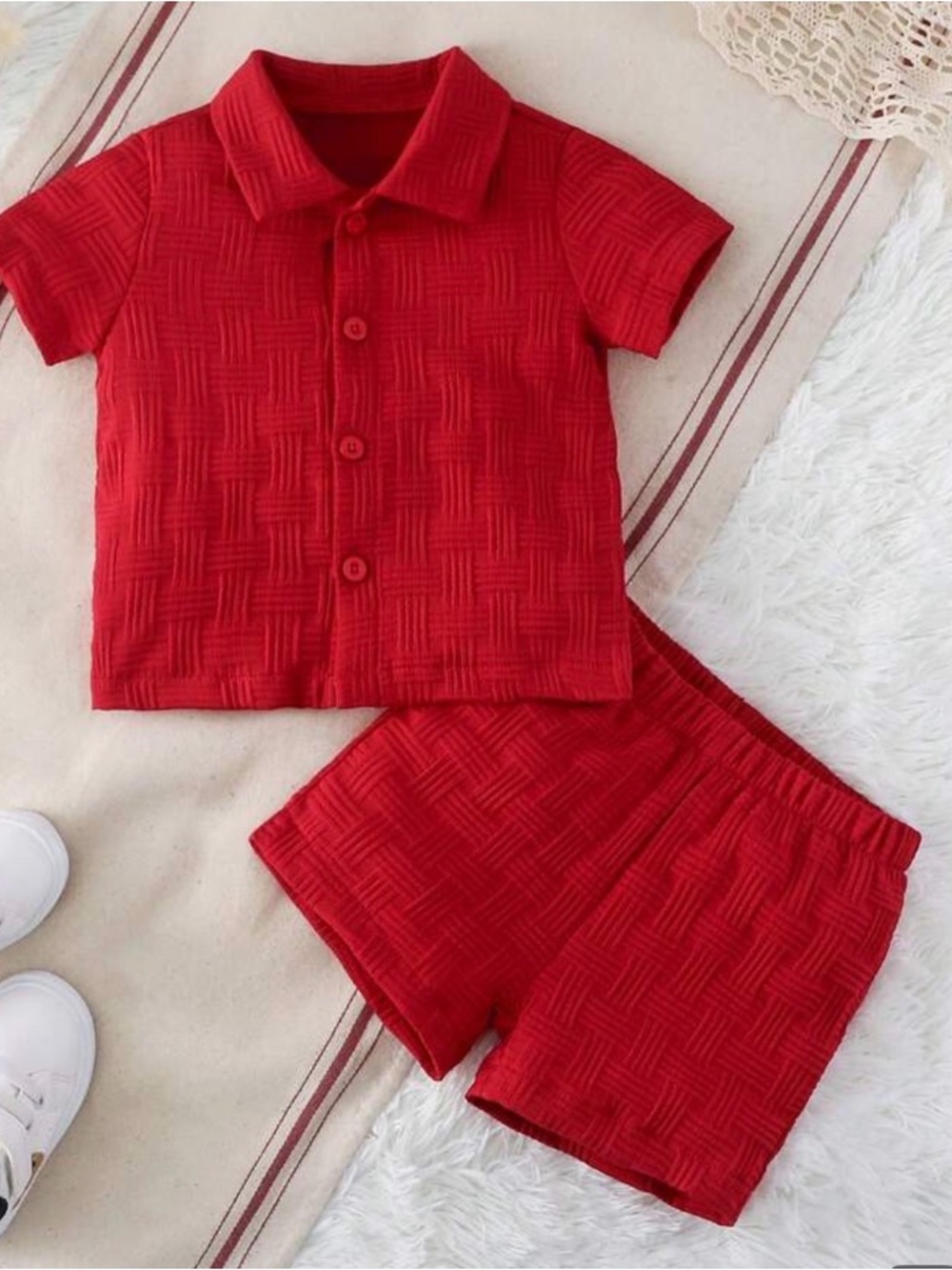 Toddler Boy Summer Textured Short Set | Size 12-18m